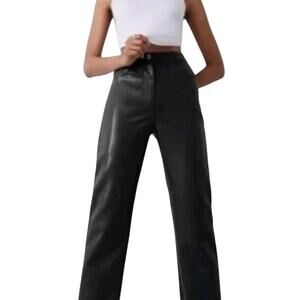 Wilfred Aritzia Vegan Leather Straight Leg Pants Black Size 14